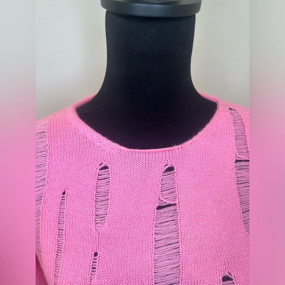 Comme des Garçons Scoop-neck Distressed Pink Sweater - Picture 4 of 9
